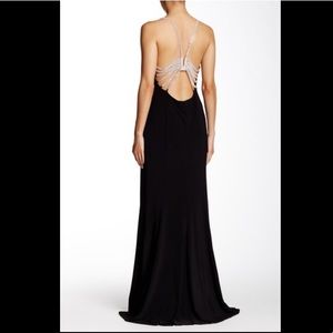 Sparkling rhinestone-backed black formal gown